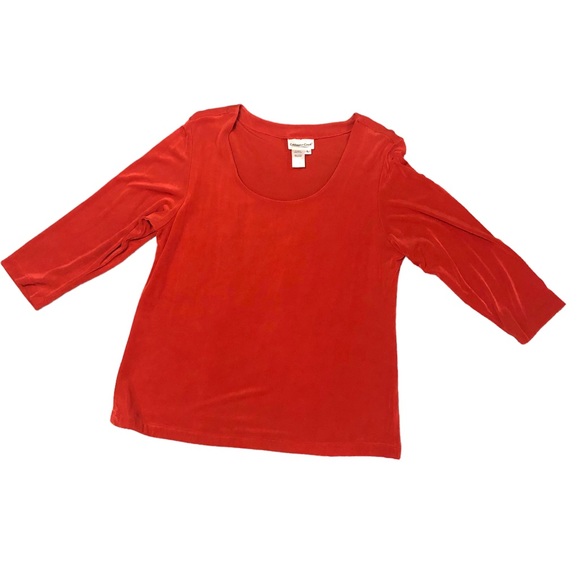 COLDWATER CREEK Scoop Neck Coral Pullover - Picture 2 of 7